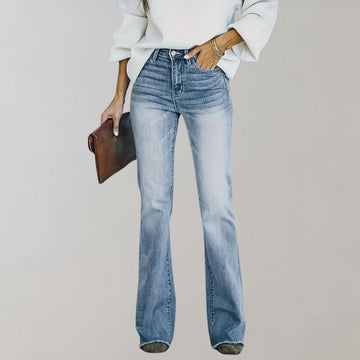 Women's Sky Blue High-Rise Flared Jeans - Bootcut Fit