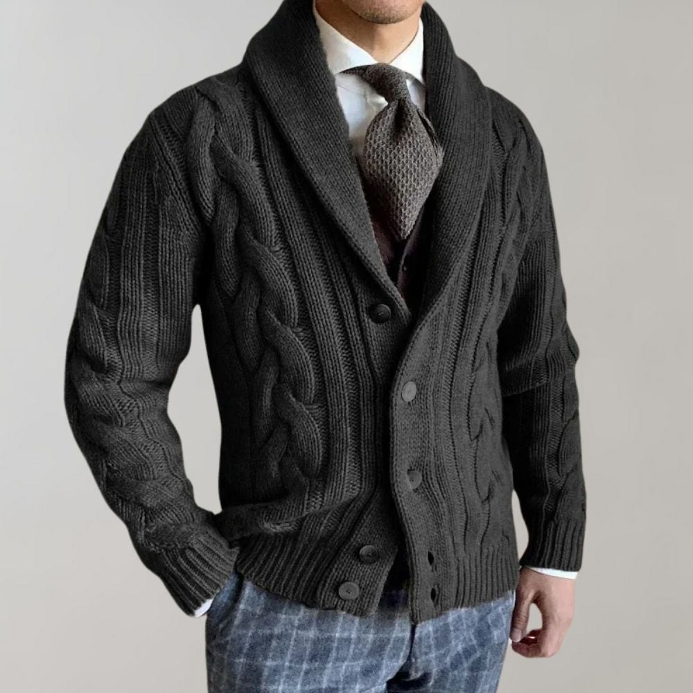 Men's Lapel Cable Knit Cardigan - Versatile Casual Formal Vest