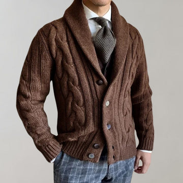 Men's Lapel Cable Knit Cardigan - Versatile Casual Formal Vest