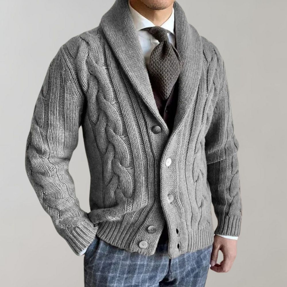 Men's Lapel Cable Knit Cardigan - Versatile Casual Formal Vest