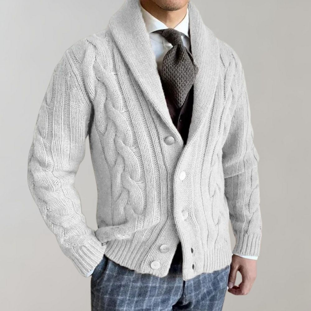 Men's Lapel Cable Knit Cardigan - Versatile Casual Formal Vest