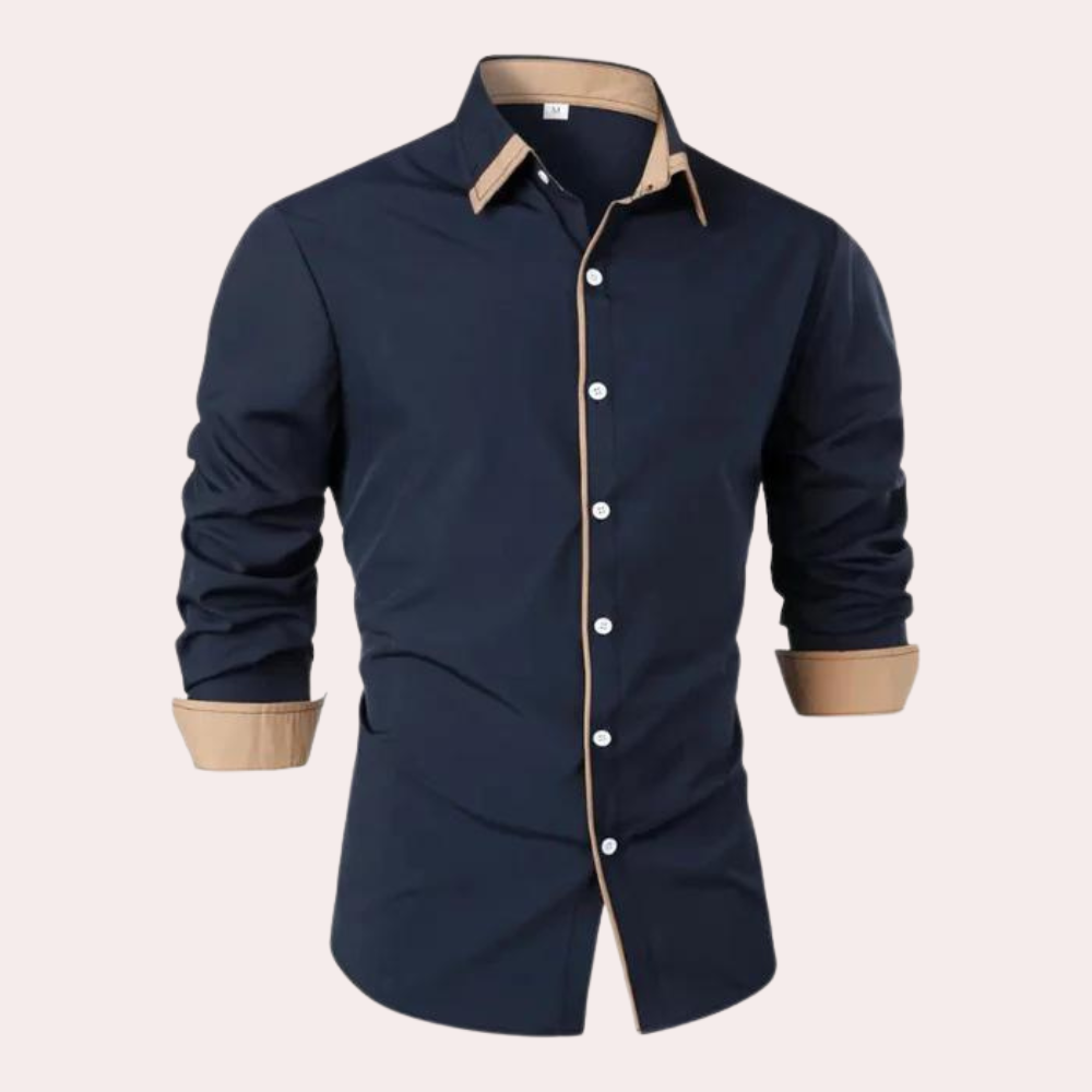 Men's Button-Down Shirt - Contrast Collar & Cuffs