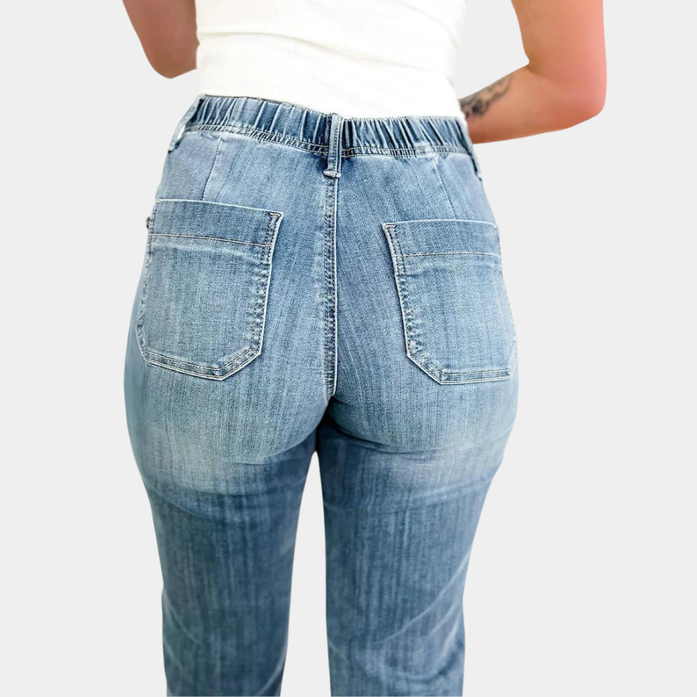 Women's Straight-Leg Jeans - High-Waisted & Drawstring Waist