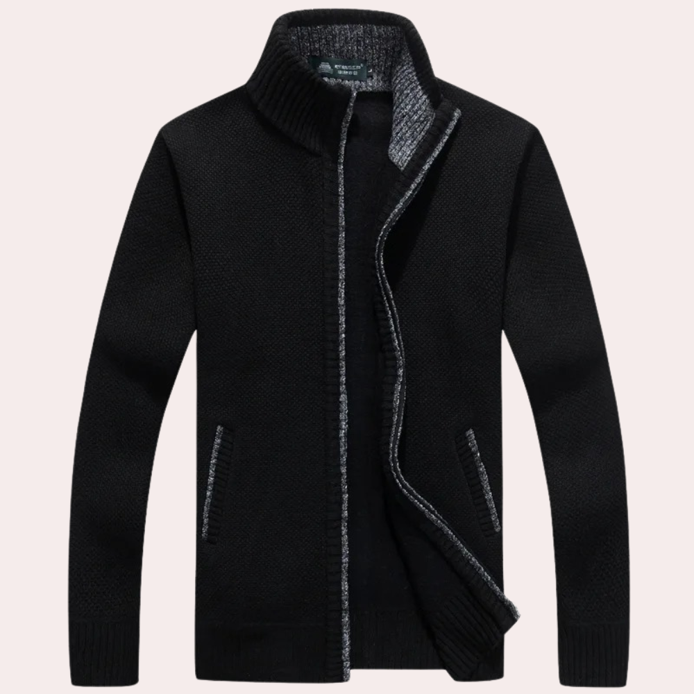 Men's Knitted Zip Cardigan - Versatile Casual Layer