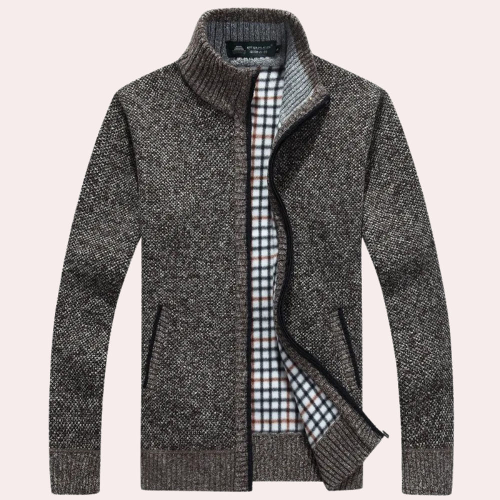 Men's Knitted Zip Cardigan - Versatile Casual Layer