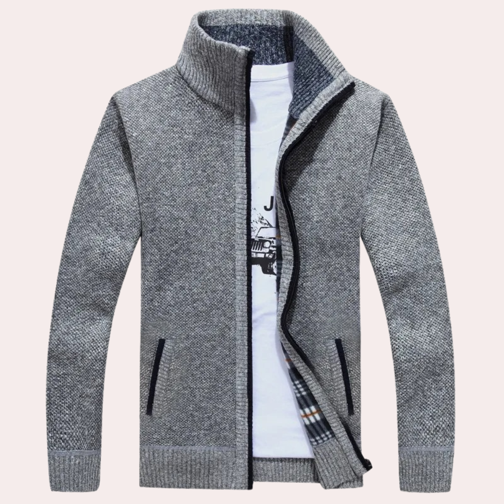 Men's Knitted Zip Cardigan - Versatile Casual Layer
