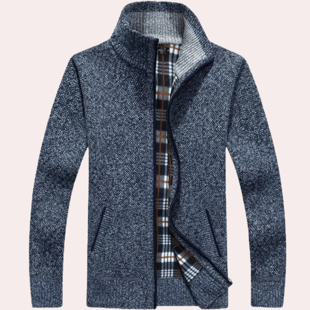 Men's Knitted Zip Cardigan - Versatile Casual Layer