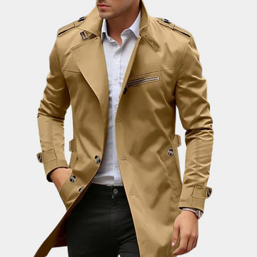 Men's Stylish Trench Coat - Waterproof & Windproof