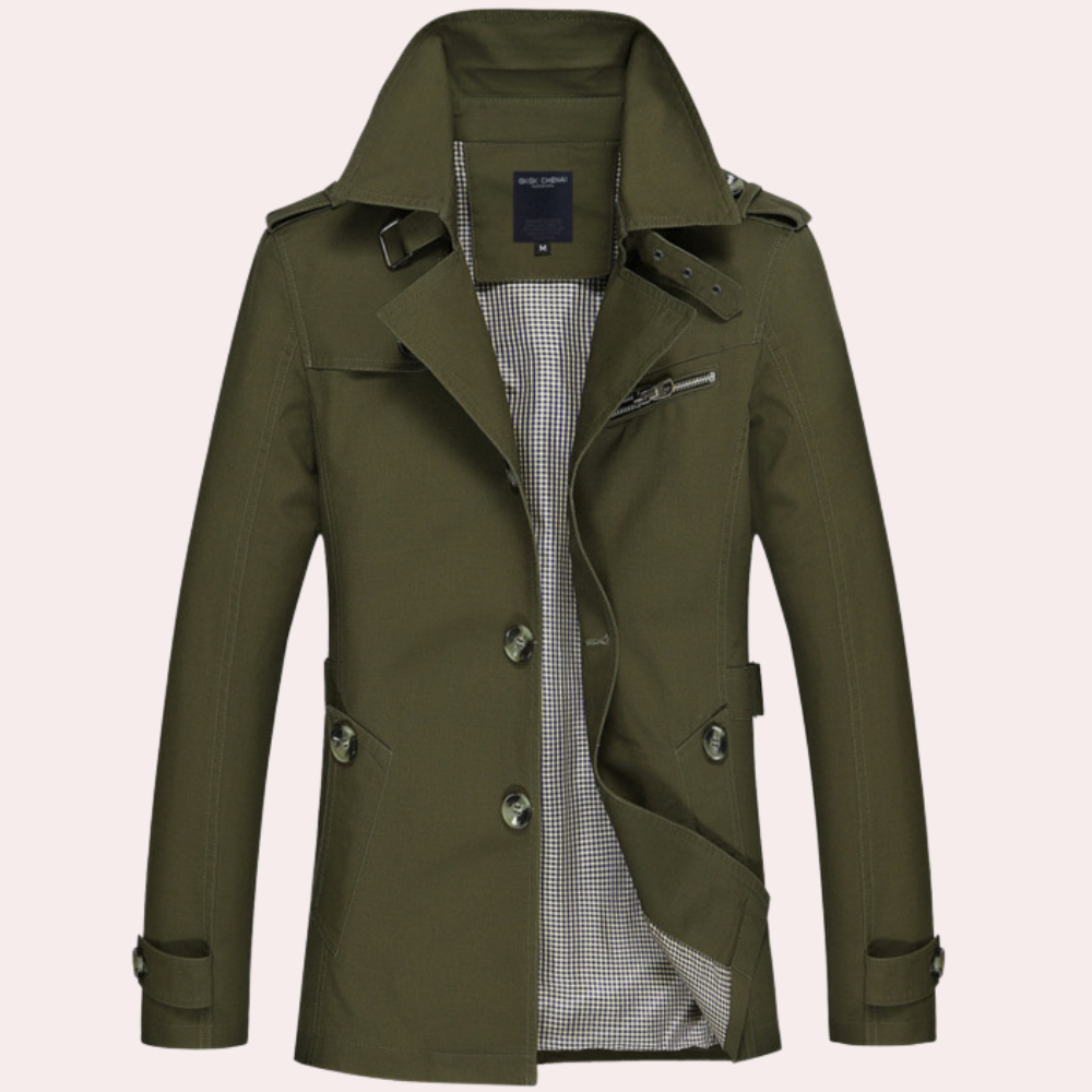 Men's Stylish Trench Coat - Waterproof & Windproof