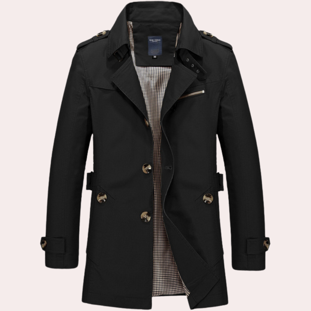 Men's Stylish Trench Coat - Waterproof & Windproof