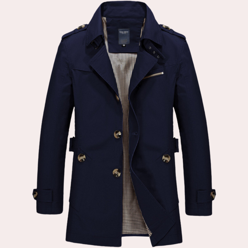 Men's Stylish Trench Coat - Waterproof & Windproof