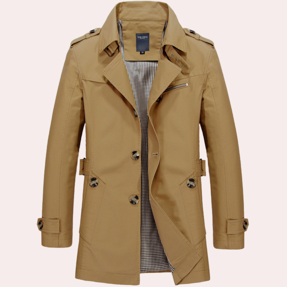 Men's Stylish Trench Coat - Waterproof & Windproof
