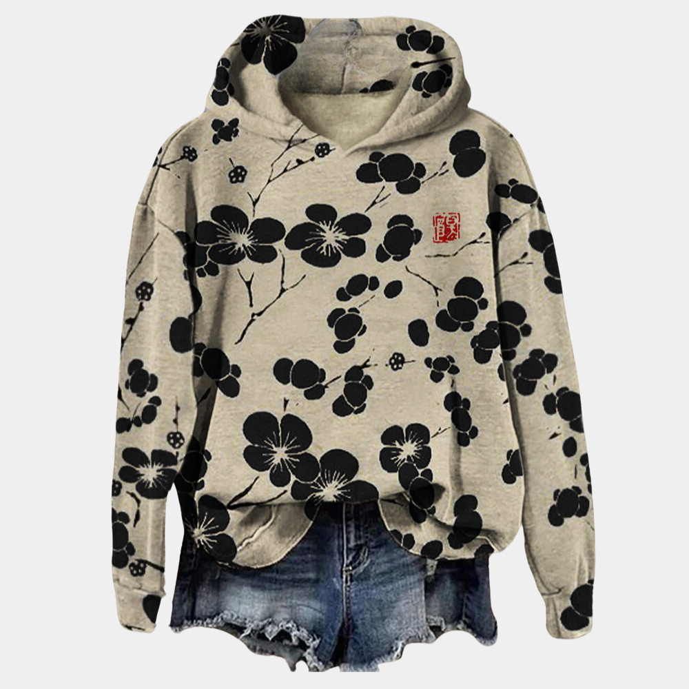 Women's Hoodie – Floral Print with Drop Shoulders