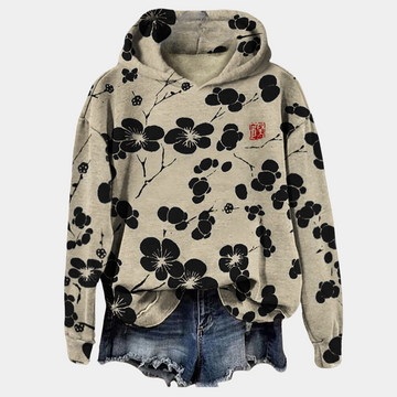 Women's Hoodie – Floral Print with Drop Shoulders
