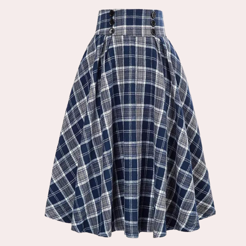 Women's Plaid Midi Skirt - A-Line Style