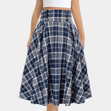 Women's Plaid Midi Skirt - A-Line Style