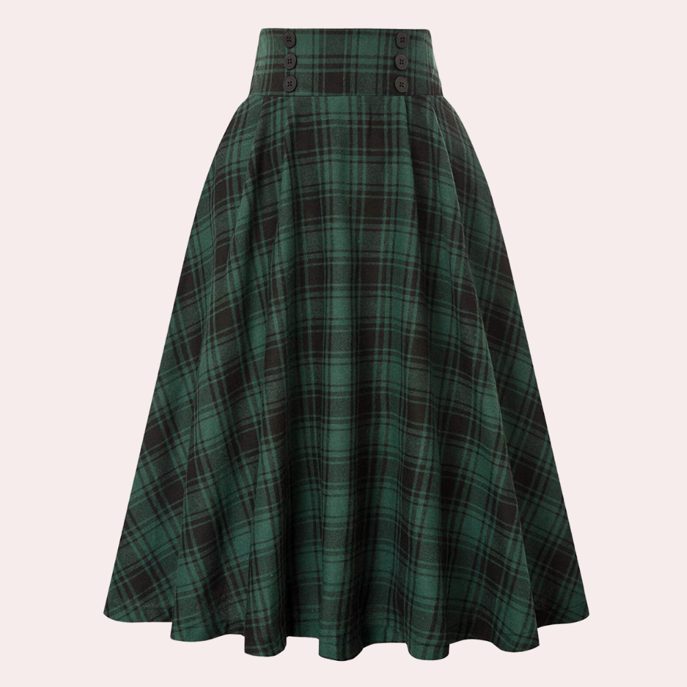 Women's Plaid Midi Skirt - A-Line Style
