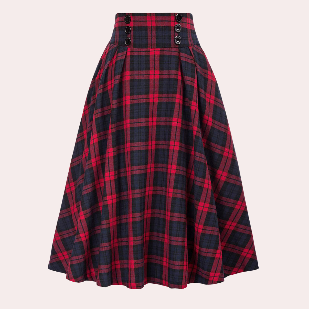 Women's Plaid Midi Skirt - A-Line Style