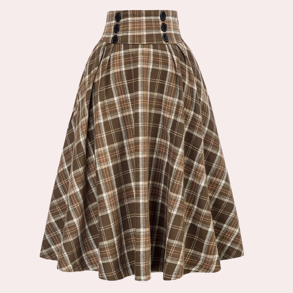 Women's Plaid Midi Skirt - A-Line Style
