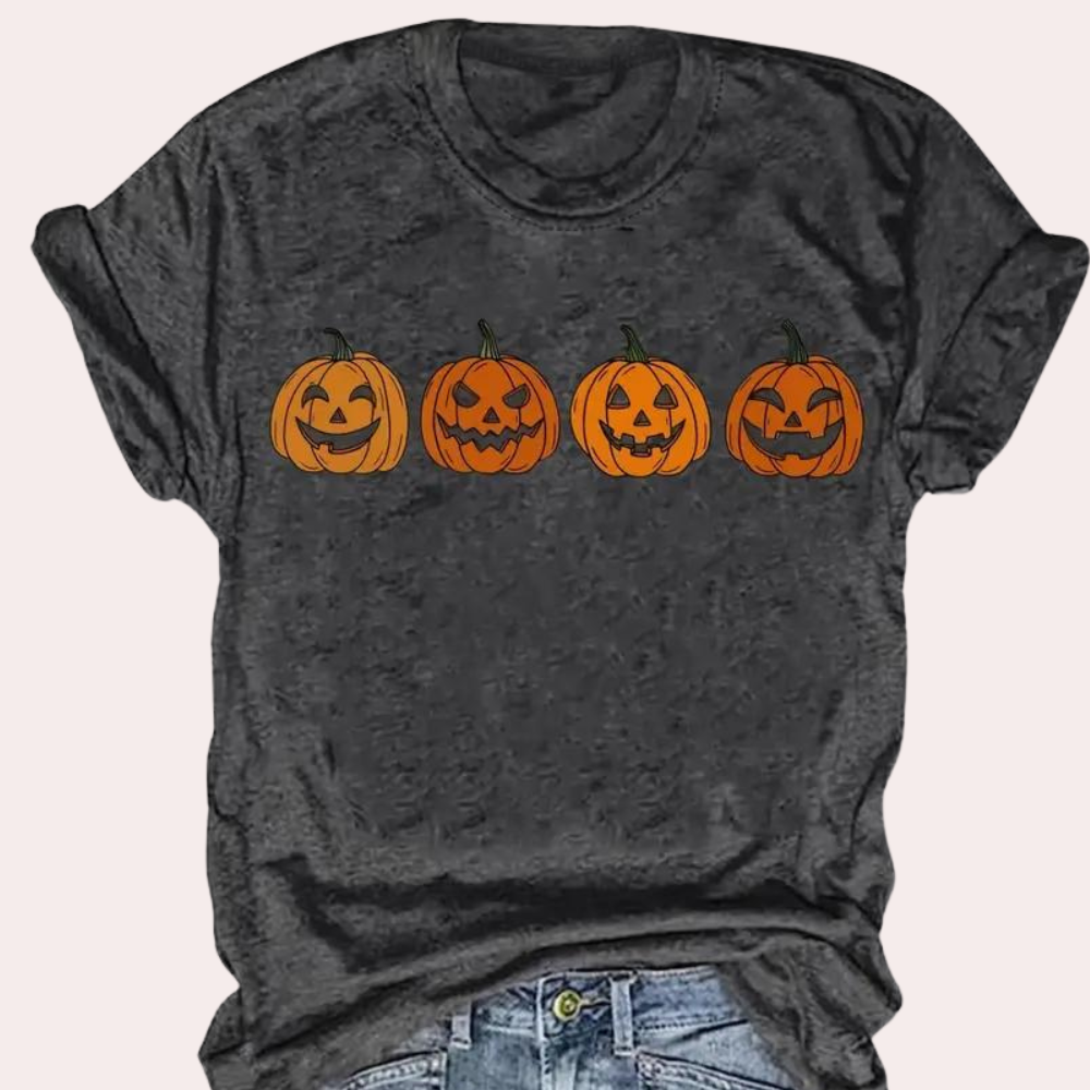 Women's Halloween Costume T-shirt - Casual Pumpkin Print