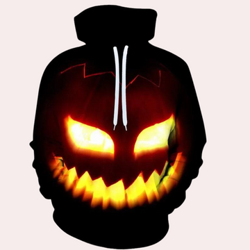 Women's Halloween Pullover Hoodie - Spooky Jack-o'-Lantern Print