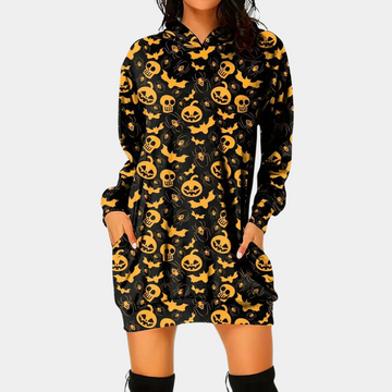 Women's Halloween Costume Mini Dress - Cosy Hooded and Stylish