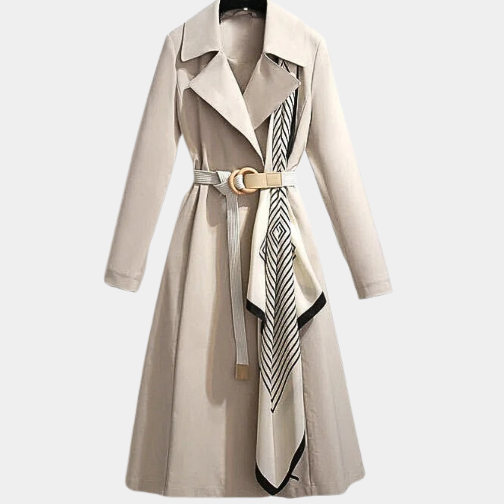 Women's Elegant Trench Coat - Belt Versatile Luxury