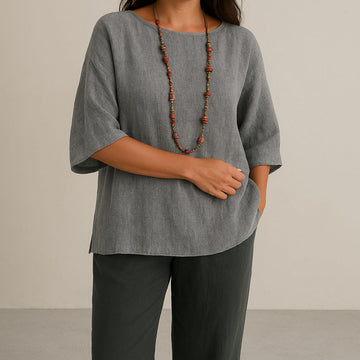 Loose 3/4 Sleeve Blouse for Women