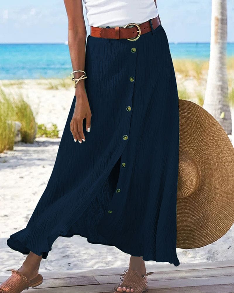 Lightweight Button-Front Maxi Skirt for Women