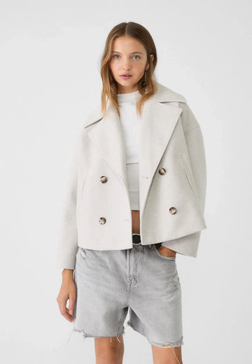 Women's Cropped Jacket - Double Breasted with Notch Lapel