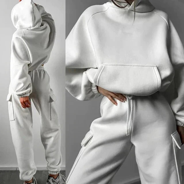 Women's Hooded Tracksuit - Casual Two-Piece Jogger