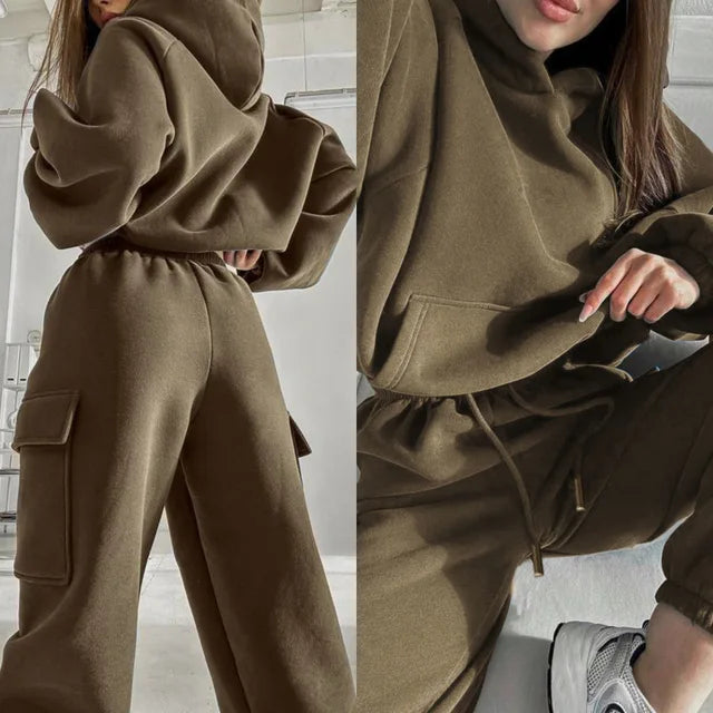 Women's Hooded Tracksuit - Casual Two-Piece Jogger