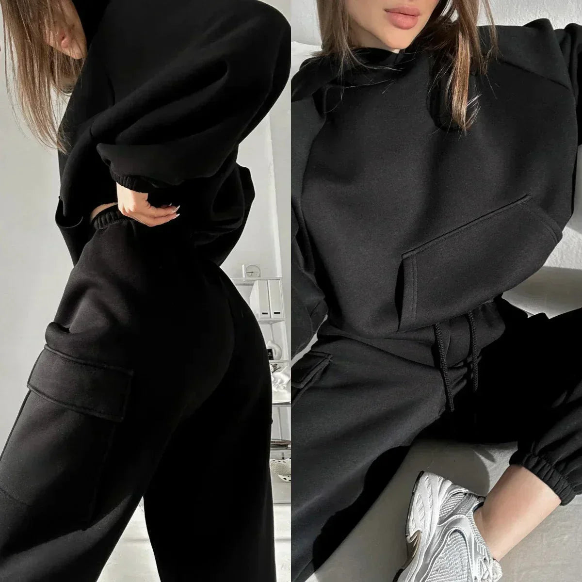 Women's Hooded Tracksuit - Casual Two-Piece Jogger