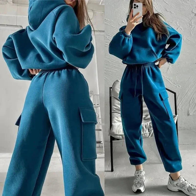 Women's Hooded Tracksuit - Casual Two-Piece Jogger