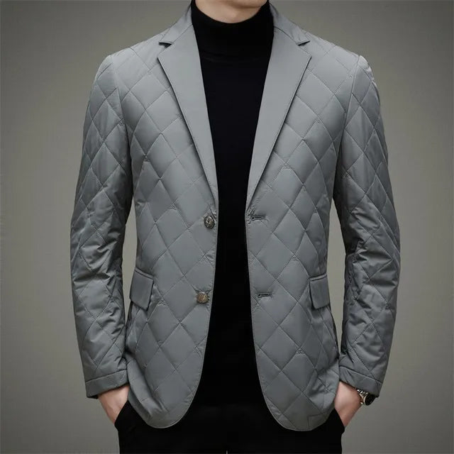 Men's Quilted Jacket - Blazer Style with Notch Lapel