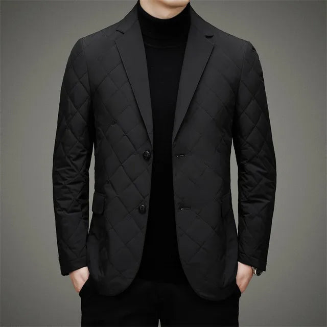 Men's Quilted Jacket - Blazer Style with Notch Lapel