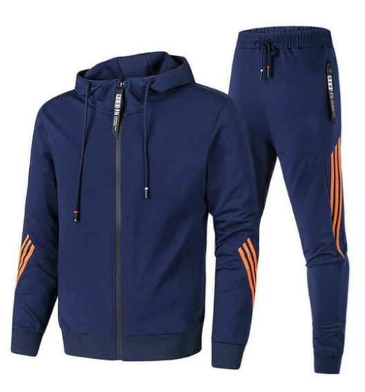 Men's Two-Piece Tracksuit - Stylish Zip-Up Sporty