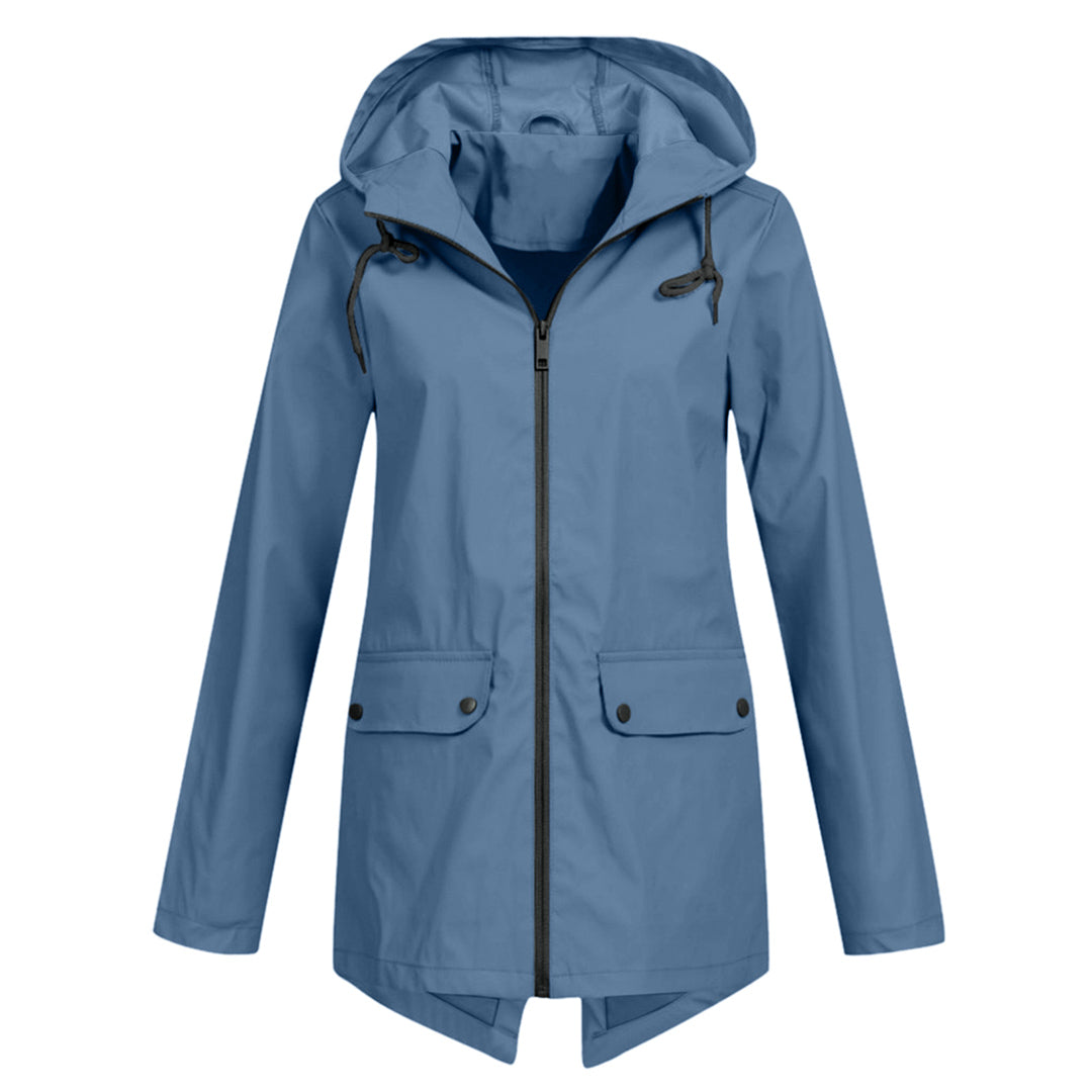 Women's Waterproof Long Jacket - Hooded & Stylish