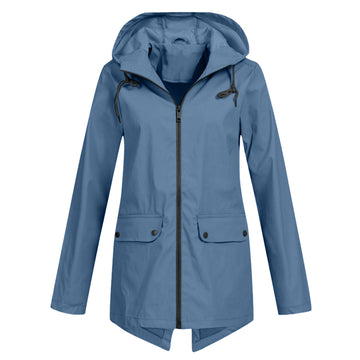 Women's Waterproof Long Jacket - Hooded & Stylish