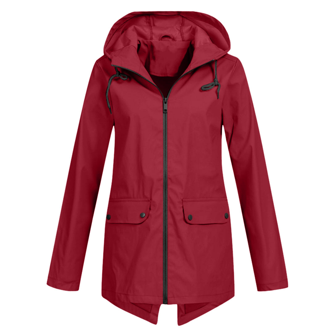 Women's Waterproof Long Jacket - Hooded & Stylish