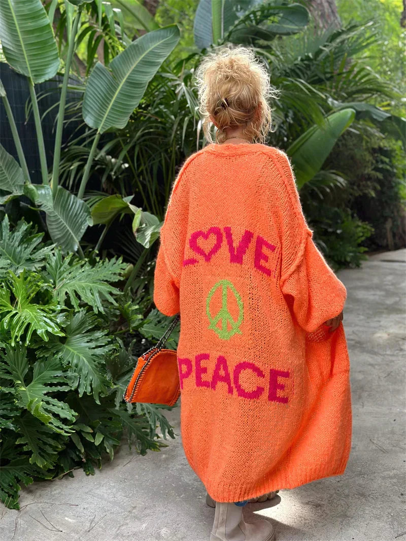 Women's Oversized Long Cardigan - Vibrant Statement Piece