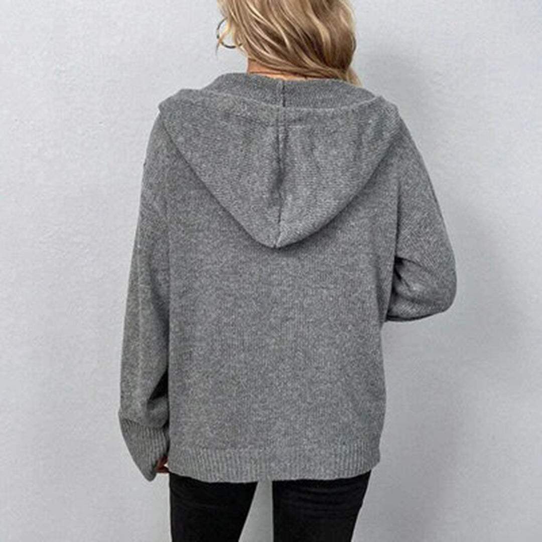 Women's Stylish Hooded Cardigan - Comfortable Knit