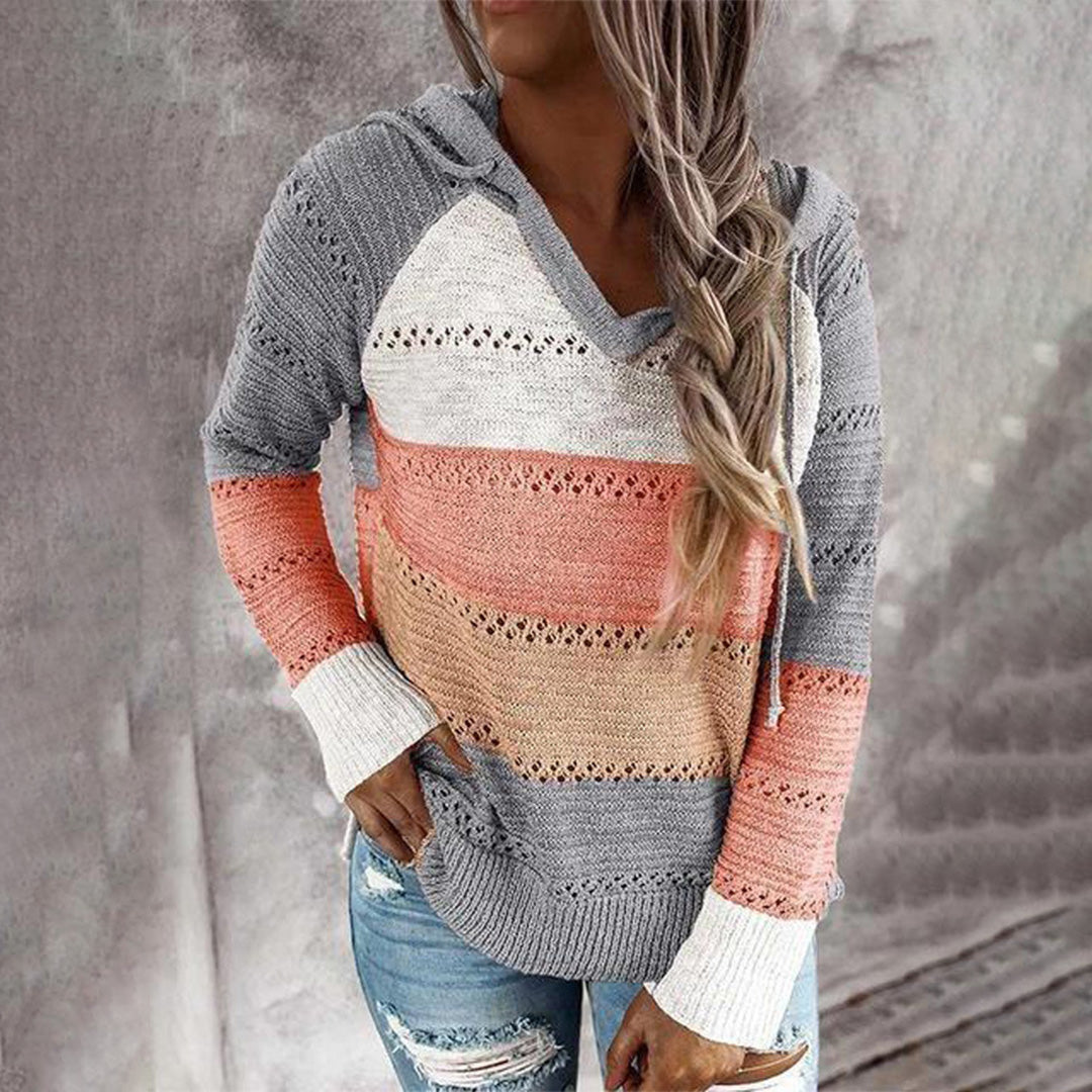 Chic and Stylish V-Neck Sweater with Hood for Women