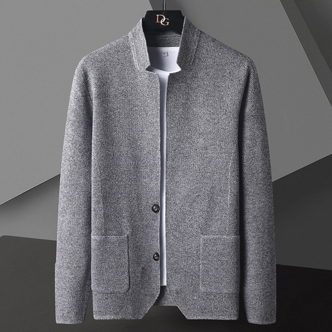 Men's Stand-Up Collar Knit Cardigan - Versatile Transition Sweater