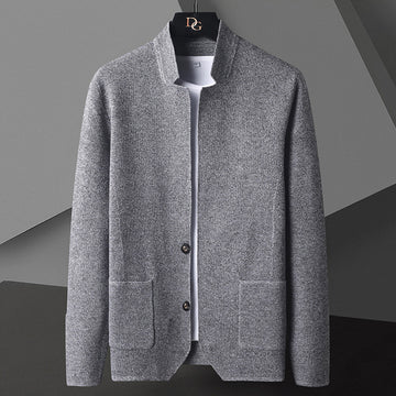 Men's Stand-Up Collar Knit Cardigan - Versatile Transition Sweater