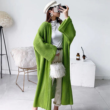 Women's Stylish Oversized Knit Cardigan - Long Layer