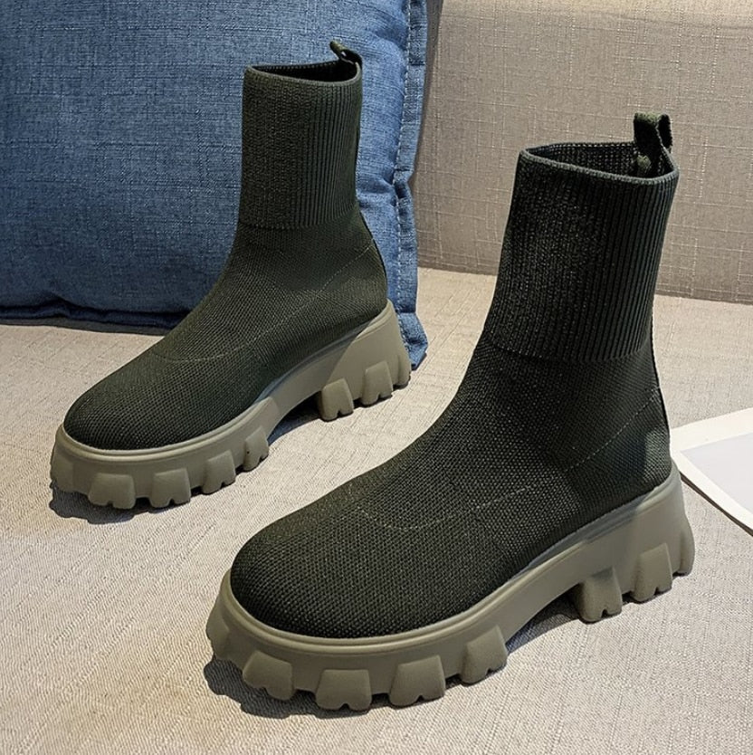 Women's Platform Ankle Boots - Comfortable Stretchy Fit