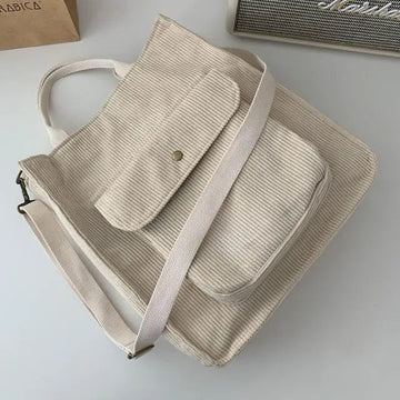 Women's Corduroy Shoulder Tote Bag - Stylish Spacious Versatile