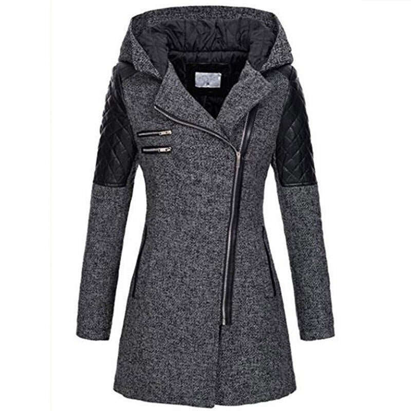 Women's Coat - Asymmetric Zip and Quilted Panels