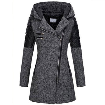 Women's Coat - Asymmetric Zip and Quilted Panels